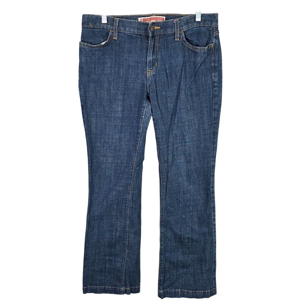 Womens Gap Long & Lean Dark Wash Blue Denim Jeans Cotton Spandex Regular Size 10